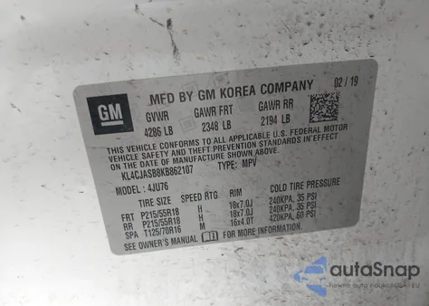 2019 Buick Encore Fwd Preferred from USA, damaged, VIN KL4CJASB8KB862107